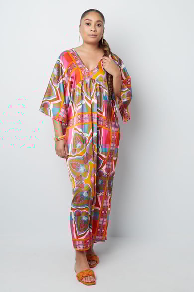 Maxikleid Happy Print - orange/rot h5 Bild2